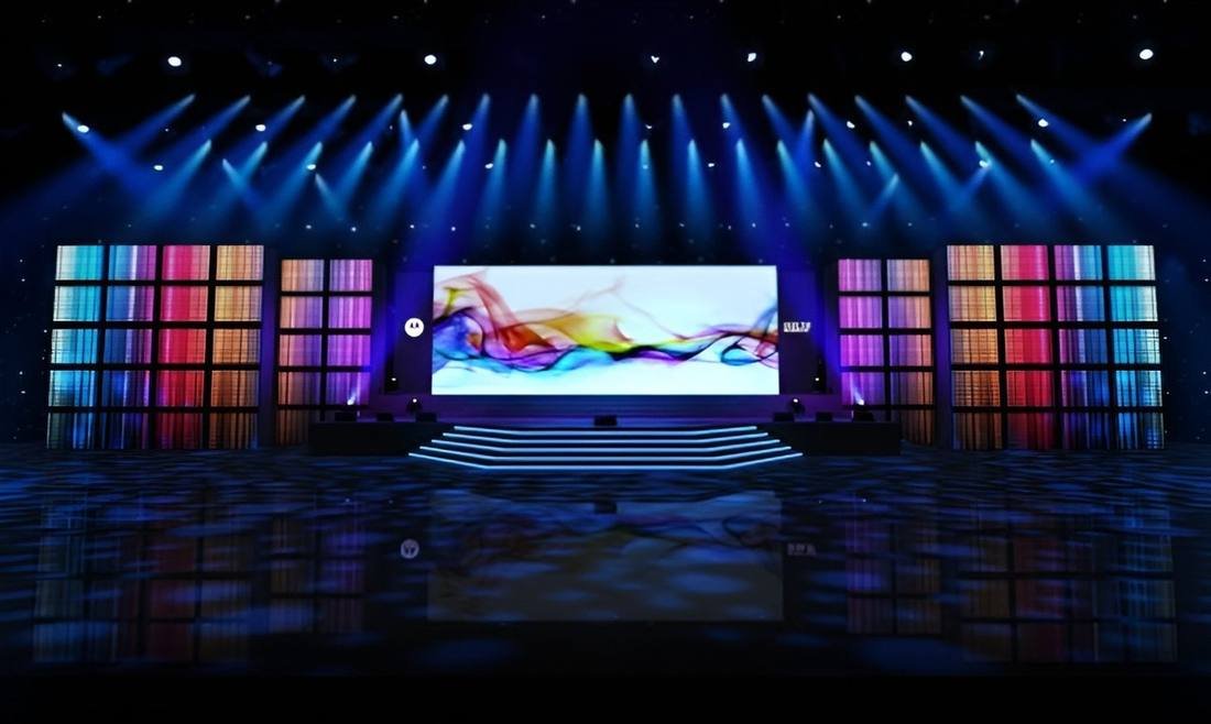 Ceremony stage with a central LED screen